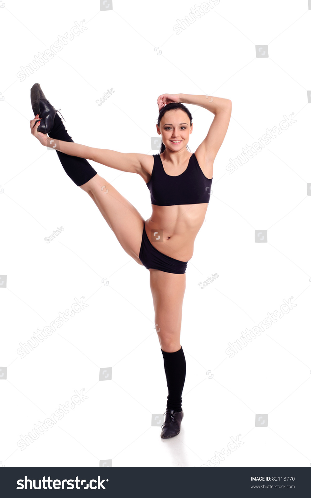 Sexy Gymnast Black Underwear Isolated On Stock Photo Edit Now