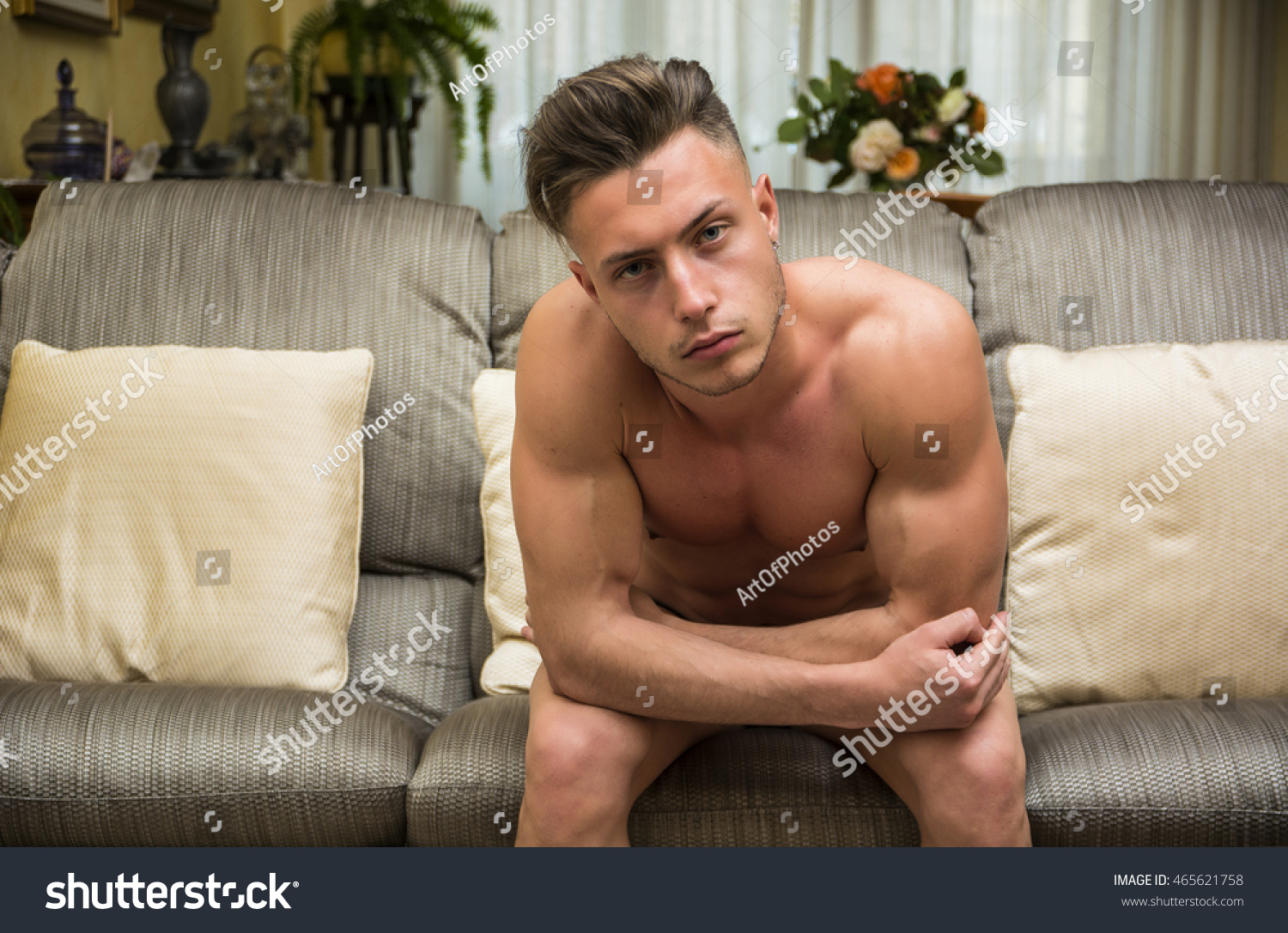 Стоковая фотография Sexy Handsome babe Man Sitting Shirtless Shutterstock