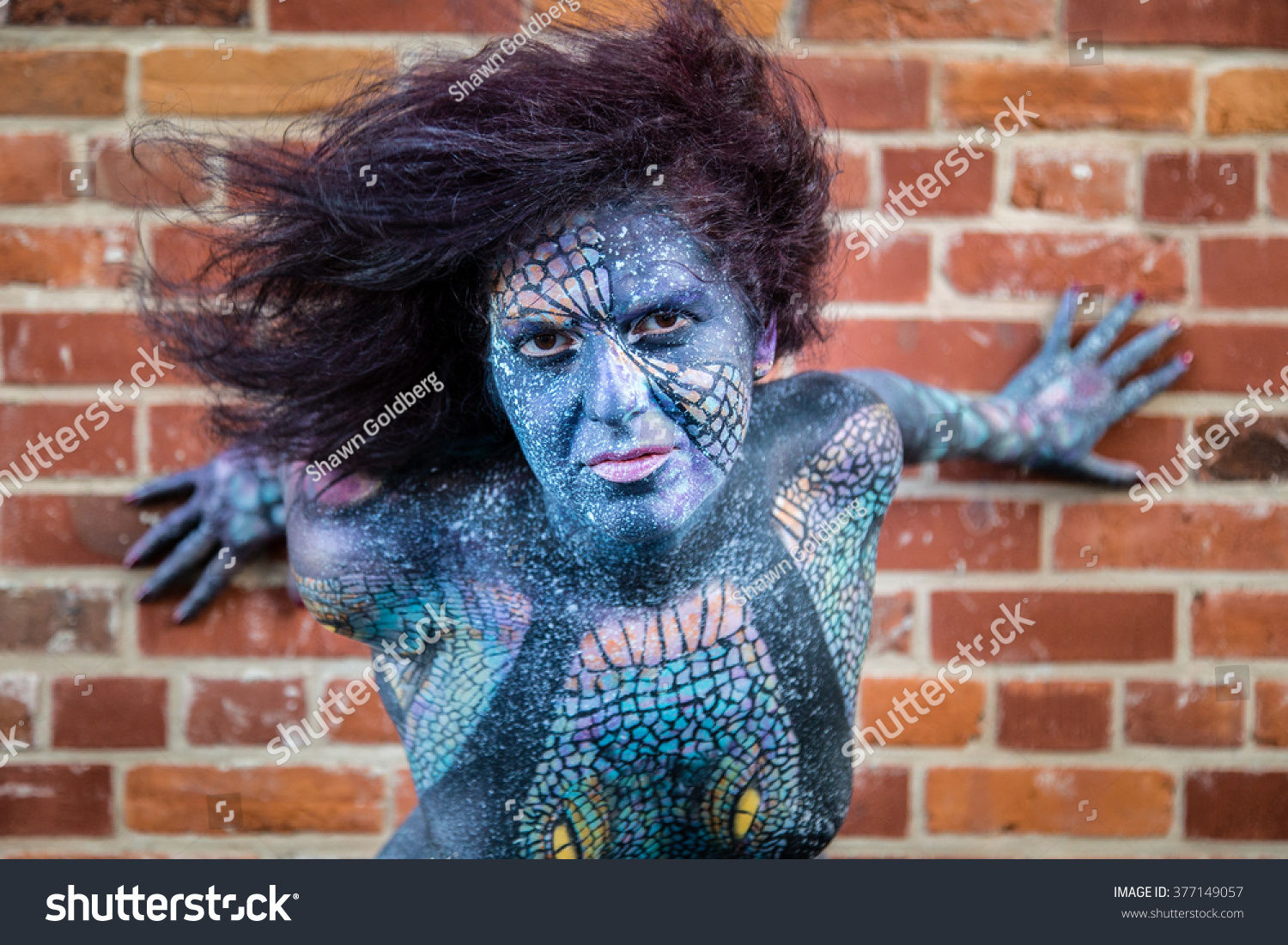 Sexy Hot Model Body Paint Blue Stock Photo Edit Now