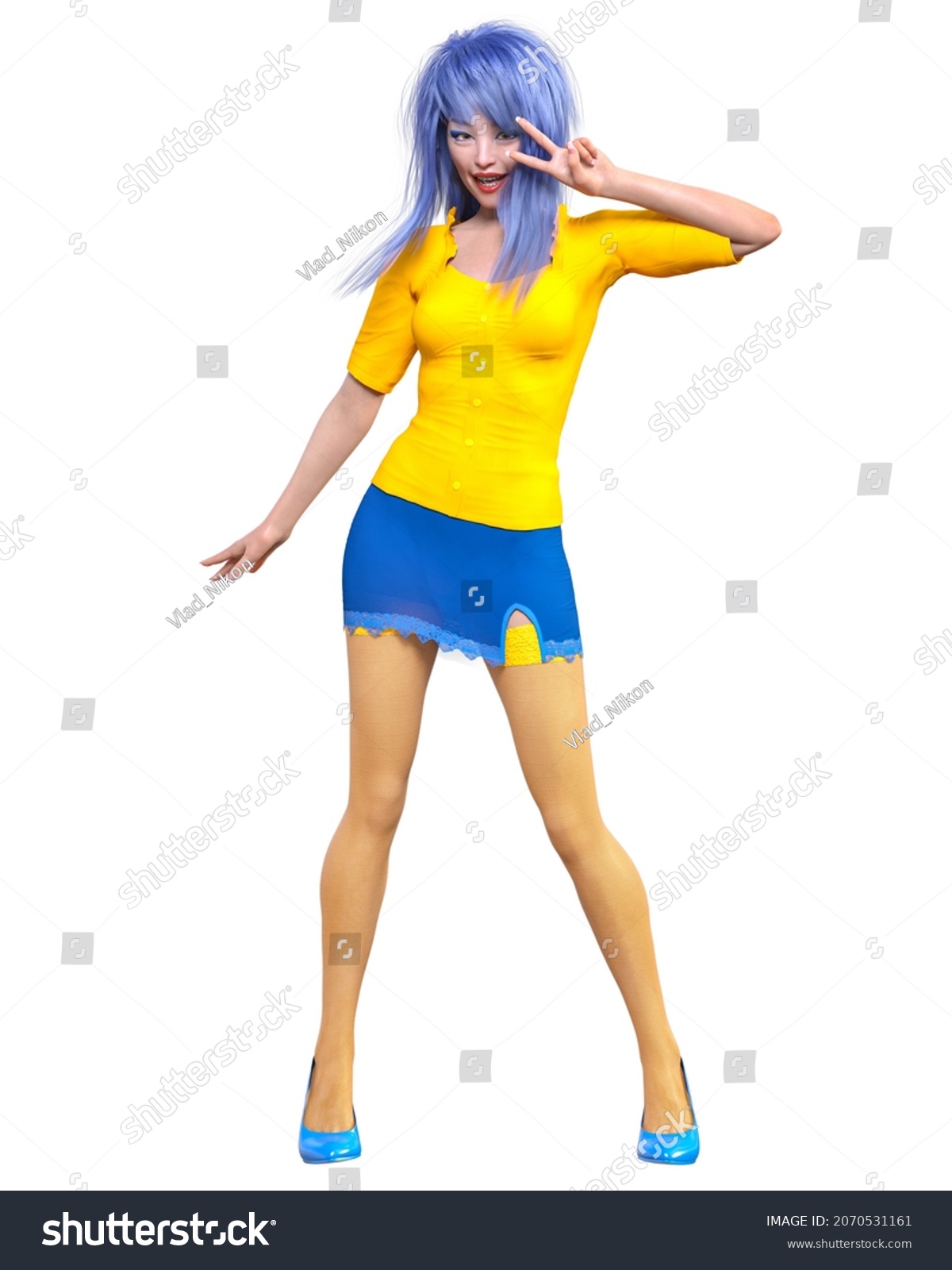 Sexy Japanese Secretary Mini Skirt Stockingbeautiful Stock Illustration