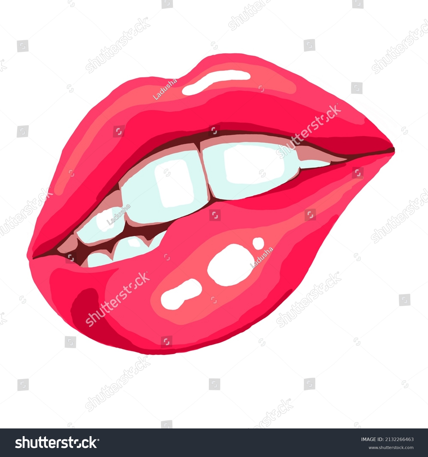 Sexy Juicy Woman Lips Glossy Lipstick Stock Illustration 2132266463 Shutterstock 