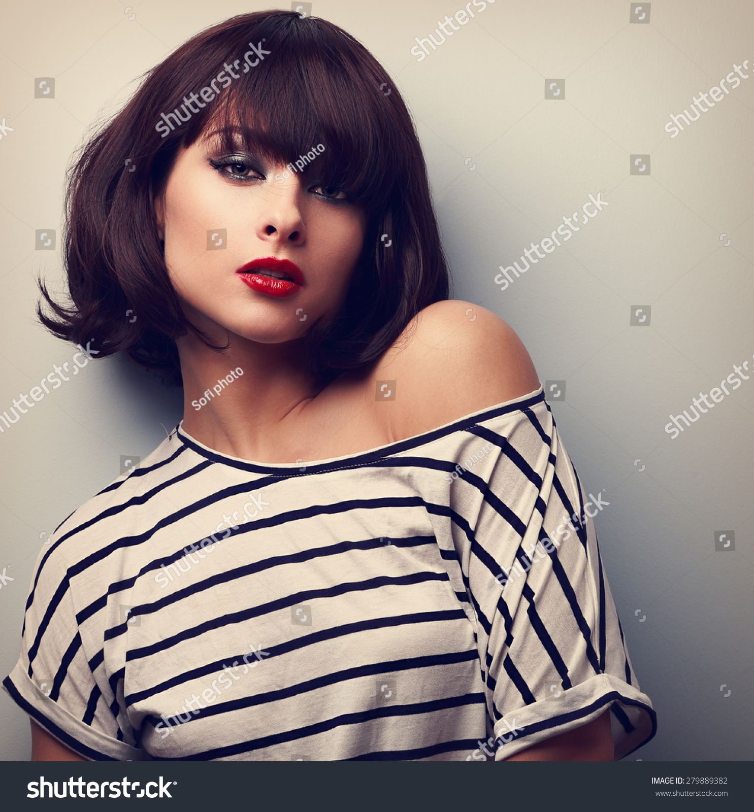 Sexy Makeup Short Hair Female Model Stock Image Download Now