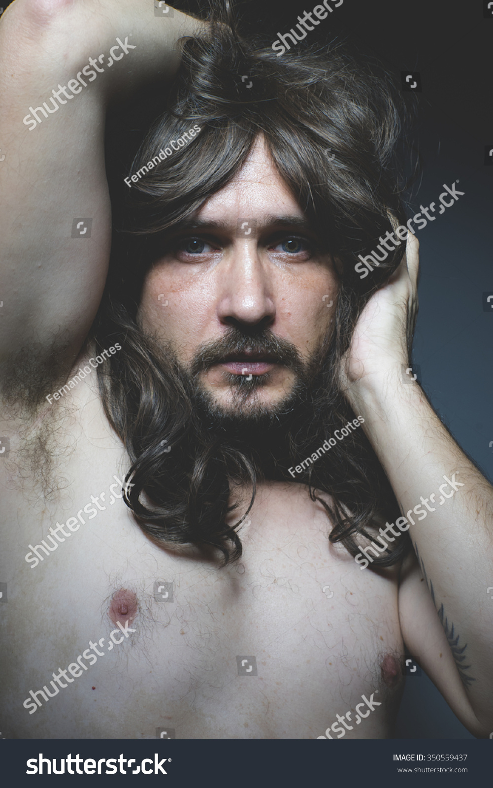 Sexy Naked Man Long Dark Hair Stock Photo Edit Now