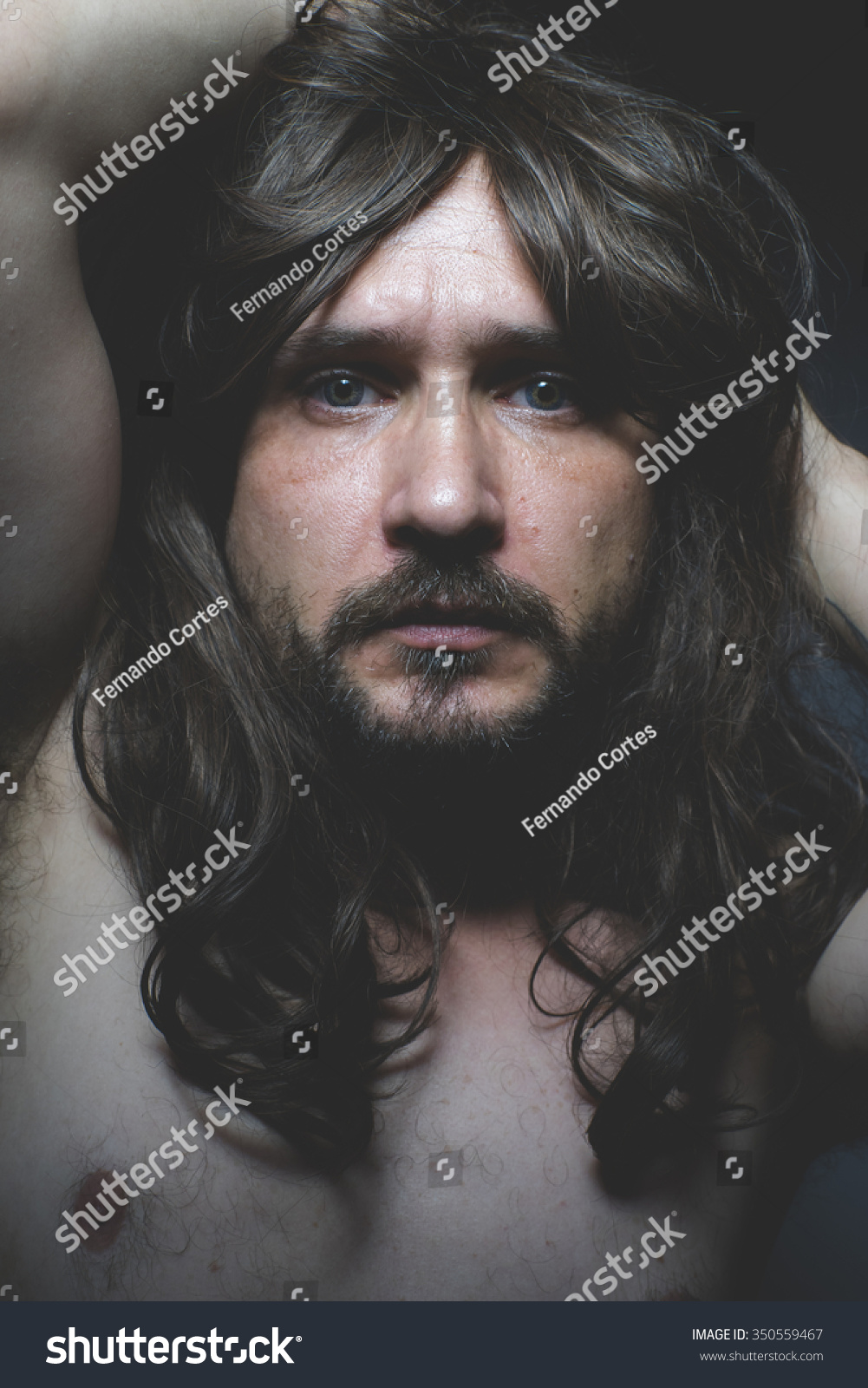 Sexy Naked Man Long Dark Hair Stock Photo Edit Now