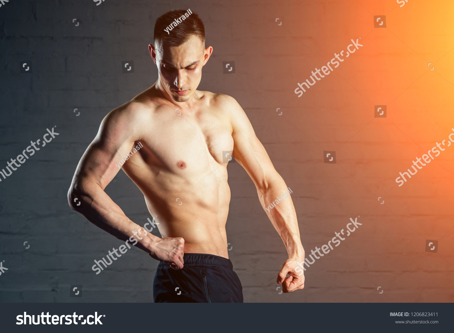 Sexy Naked Man Without Clothes Demonstrates Stockfoto Shutterstock