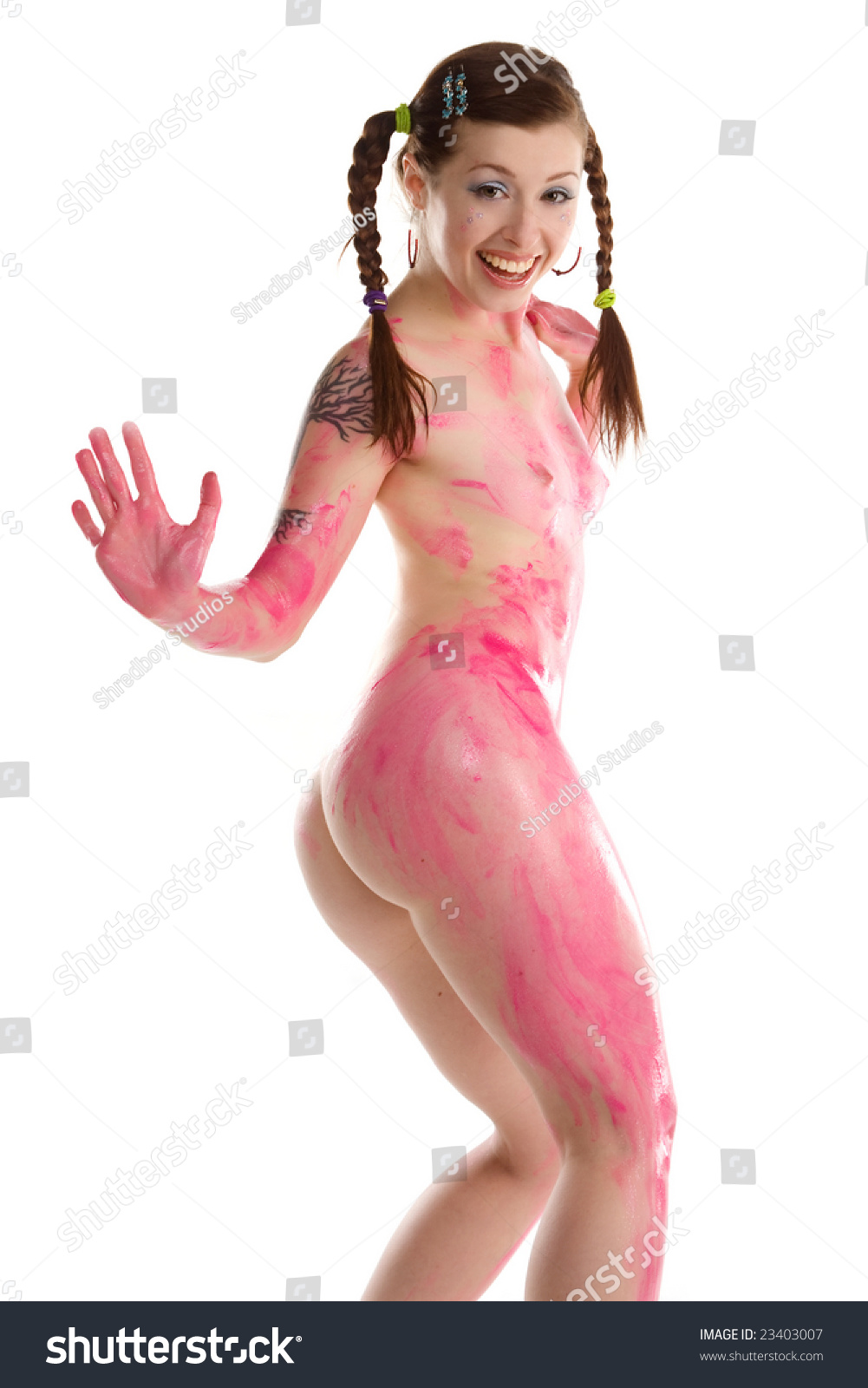 sexy nude girl covered in body paint