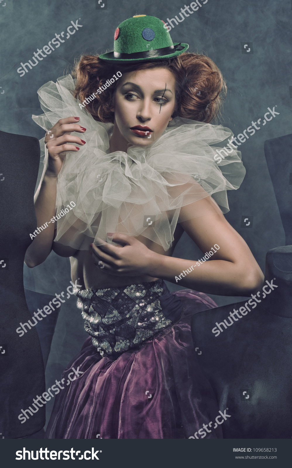 Sexy Pierrot Woman Among Mannequins Stock Photo 109658213 | Shutterstock