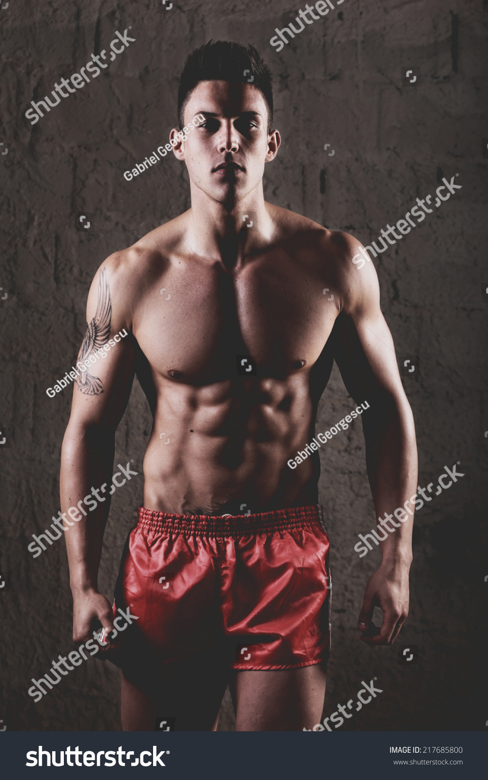 Sexy Portrait Very Muscular Shirtless Male ภาพสตอก Shutterstock