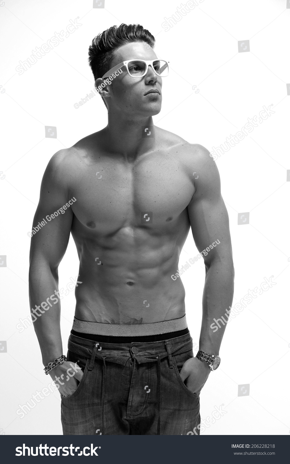 Sexy Portrait Very Muscular Shirtless Male Stok Fotoğrafı 206228218 Shutterstock