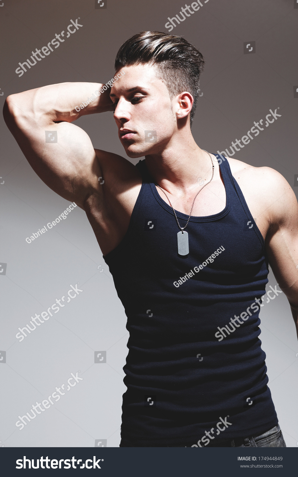 Sexy Portrait Very Muscular Shirtless Male 스톡 사진 174944849 Shutterstock