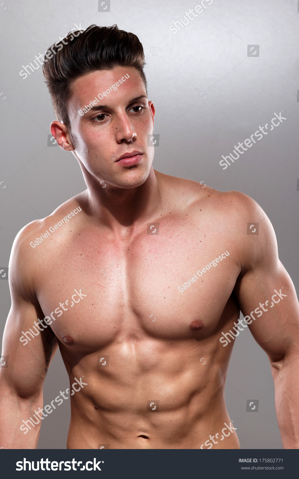 Sexy Portrait Very Muscular Shirtless Male 스톡 사진 175802771 Shutterstock