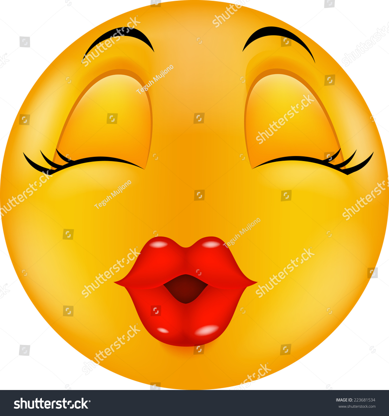 Sexy Red Lip Round Smiling Face Stock Illustration 223681534 - Shutterstock