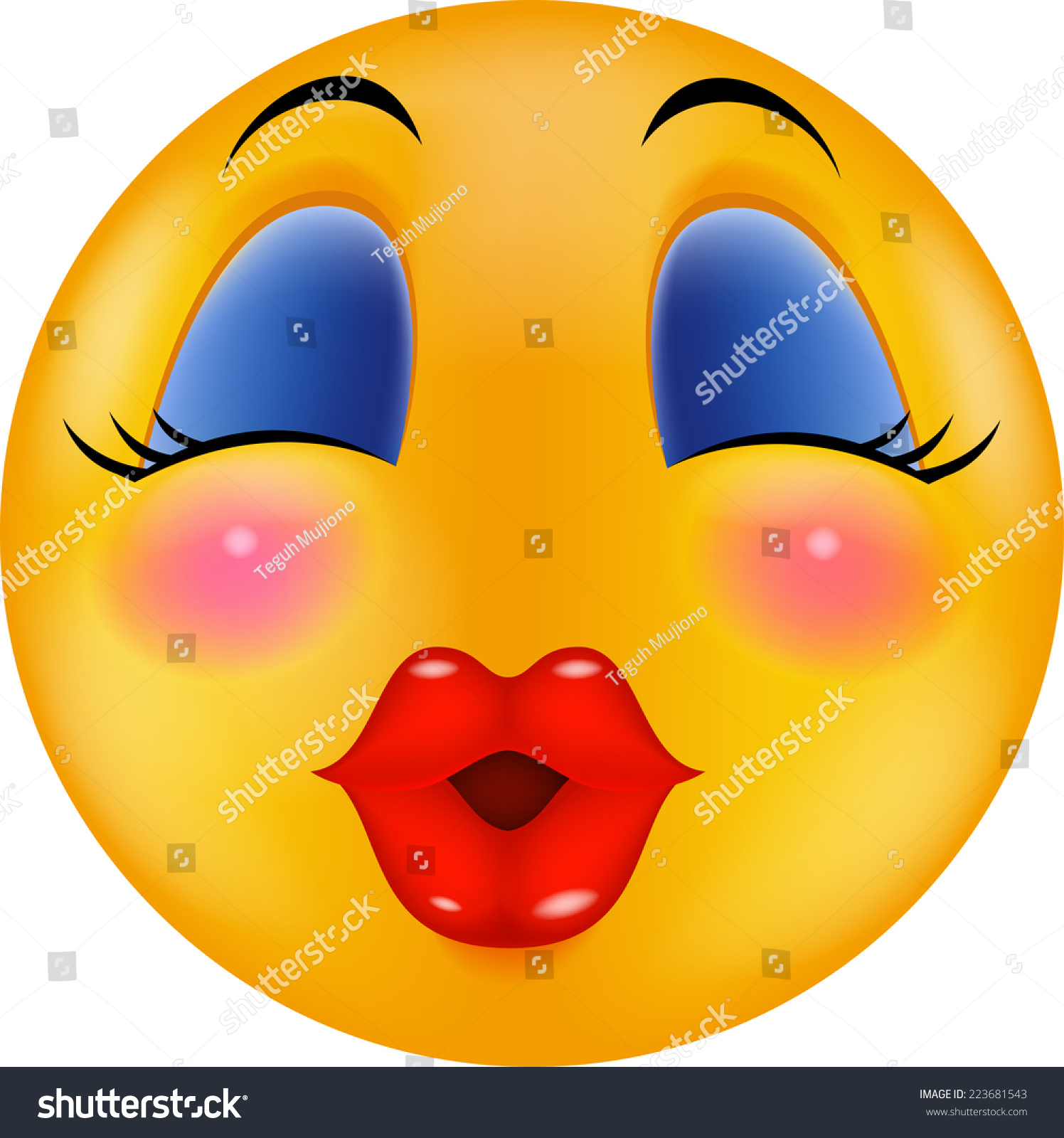 Sexy Red Lip Round Smiling Face Stock Photo 223681543 : Shutterstock