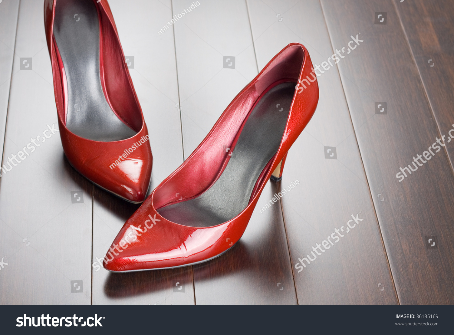 Sexy Red Shoes On Bamboo Dance Floor Stock Photo 36135169 : Shutterstock