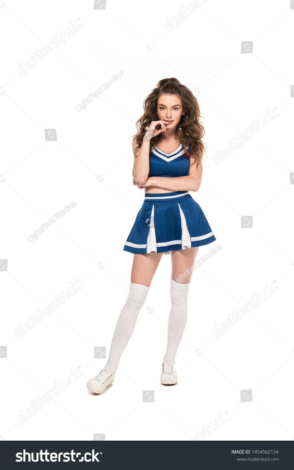 Sexy Seductive Cheerleader Girl Blue Uniform Foto Stock 1454562134 Shutterstock