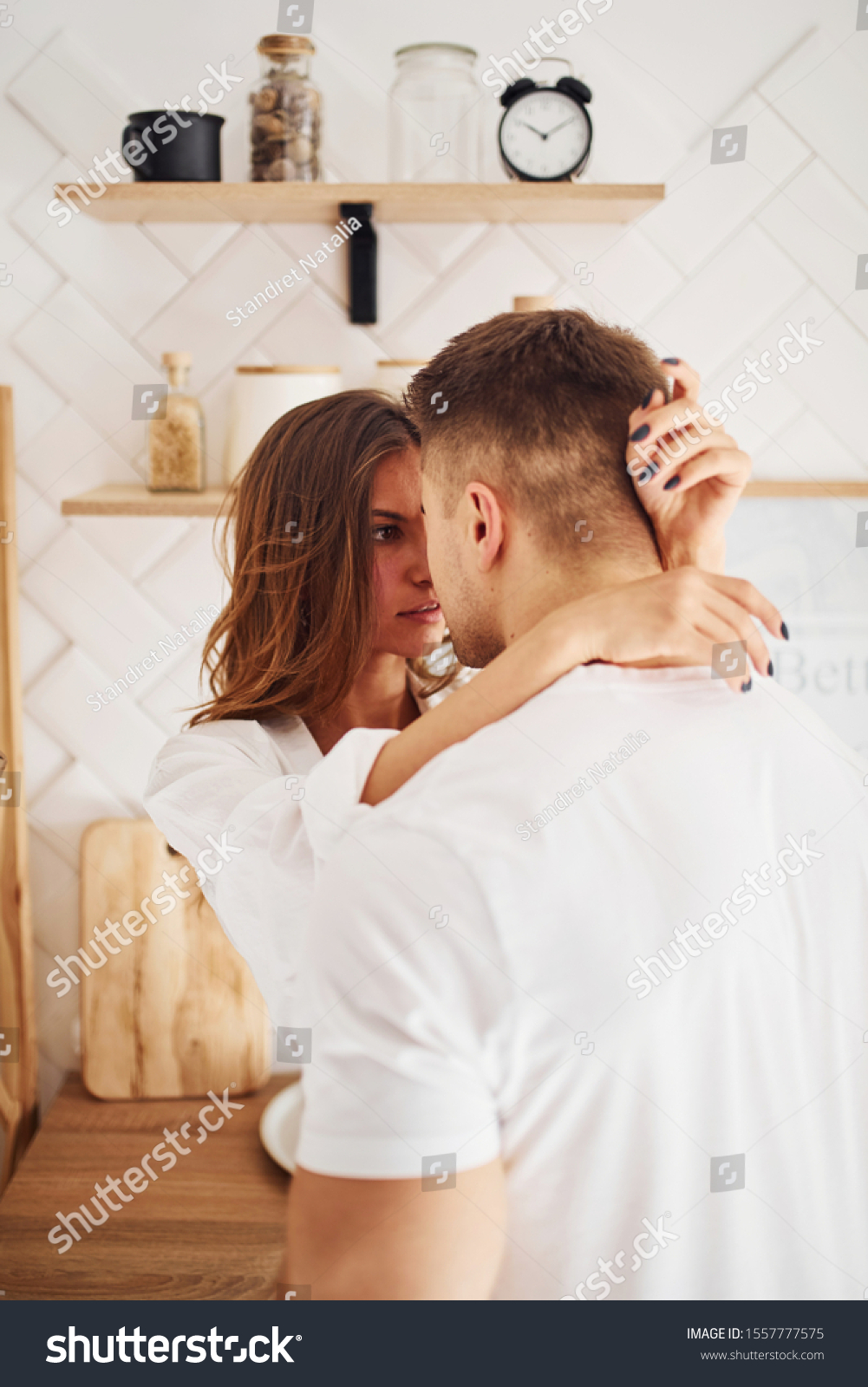 zdjęcie stockowe sexy sensual couple kissing embracing each