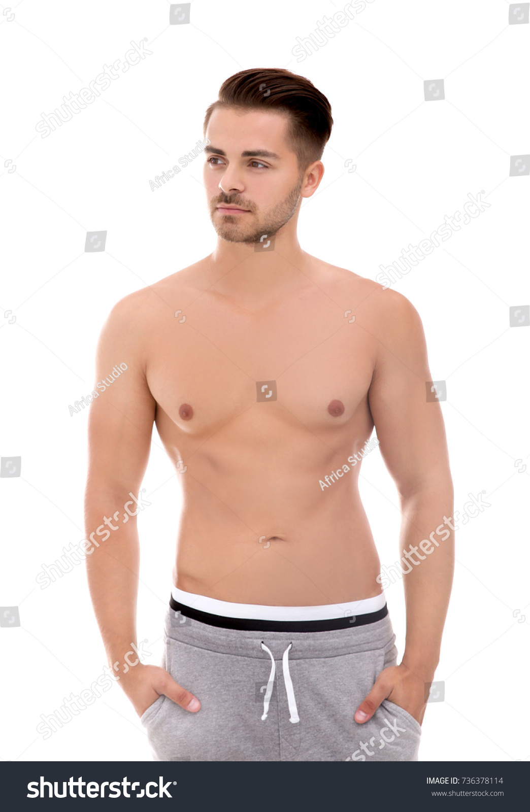 Hombre Sin Camisa Sexy Con Fondo Foto De Stock Editar Ahora 736378114 