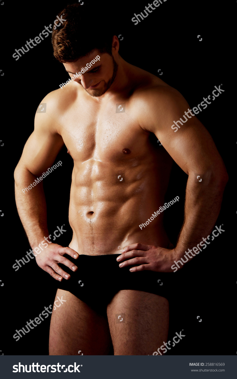 Sexy Shirtless Muscular Macho Man Foto Stok Shutterstock