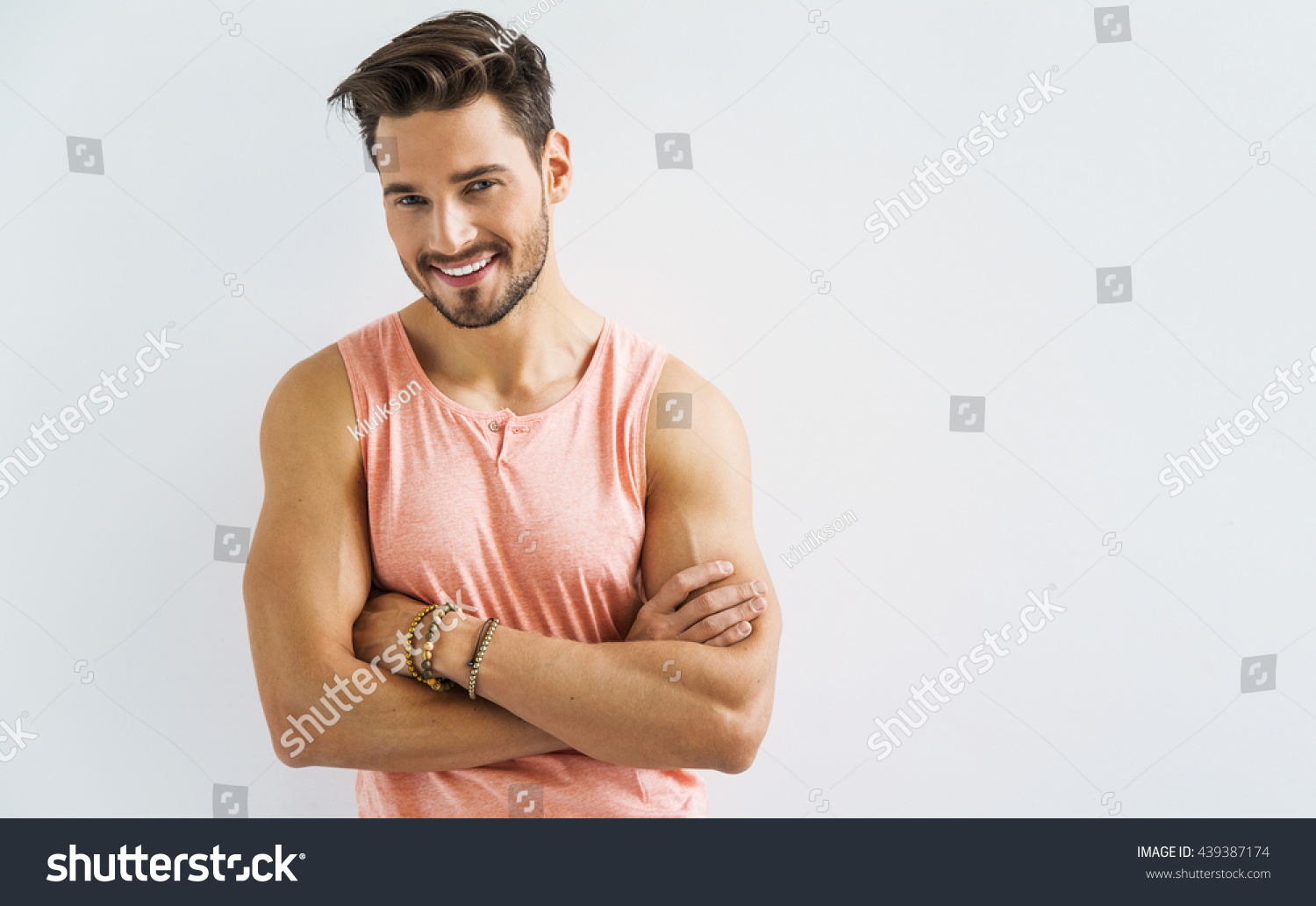 Sexy Smiling Male Model Crossed Arms Stock Photo (Edit Now) 439387174