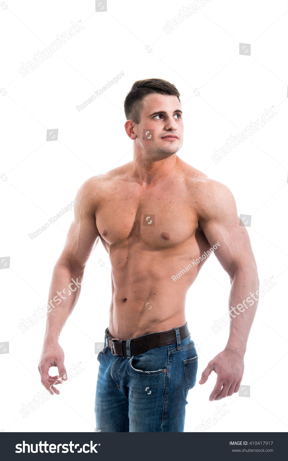 Sexy Smiling Shirtless Male Model Muscular Shutterstock