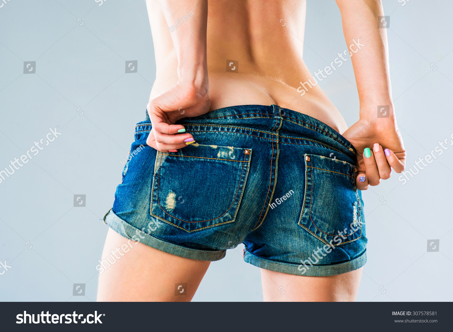 Sexy Woman Ass Jeans Shorts On库存照片307578581 Shutterstock