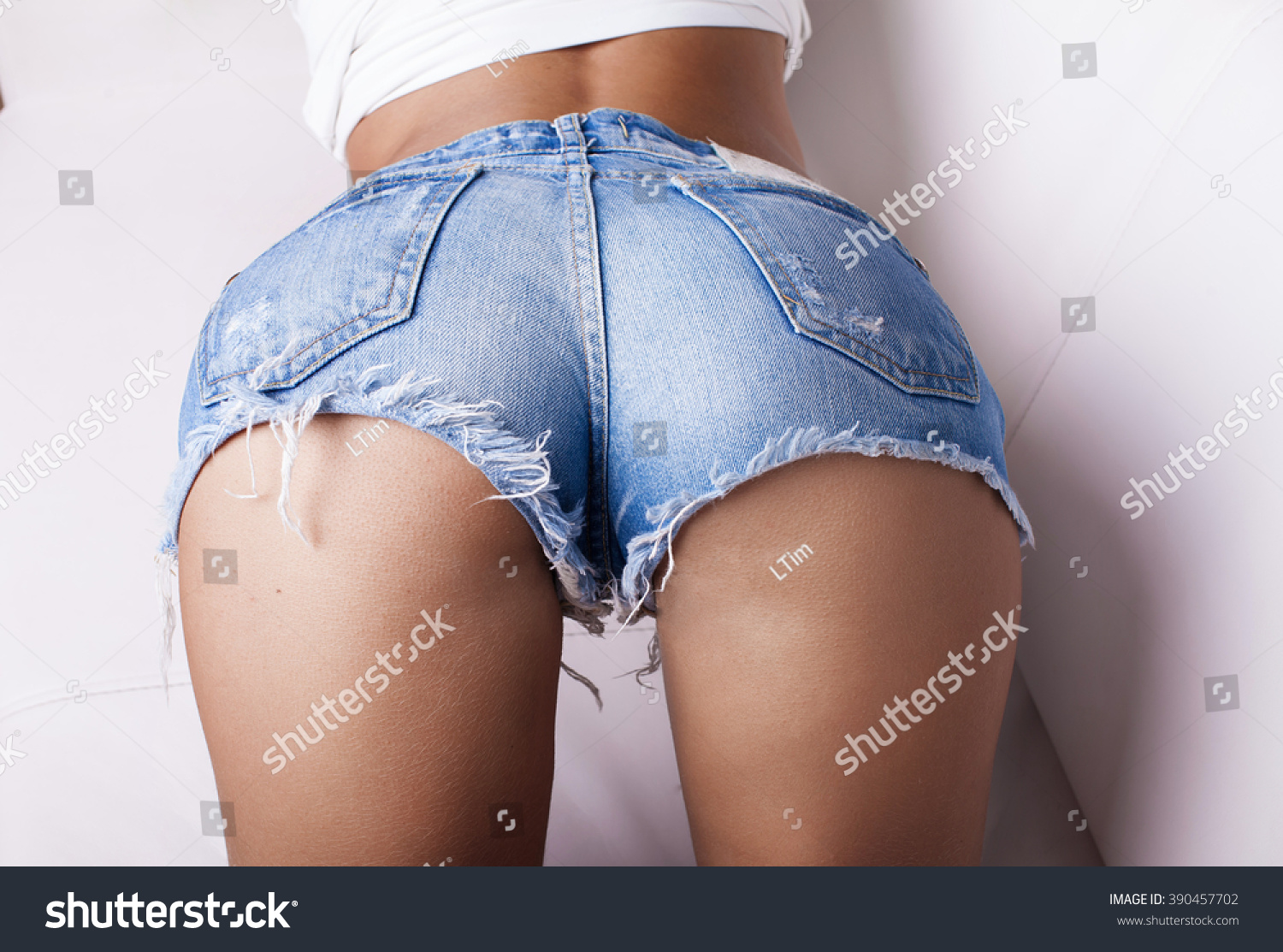 Sexy Woman Body Jeans Shorts Great Foto Stock Editar Agora 390457702