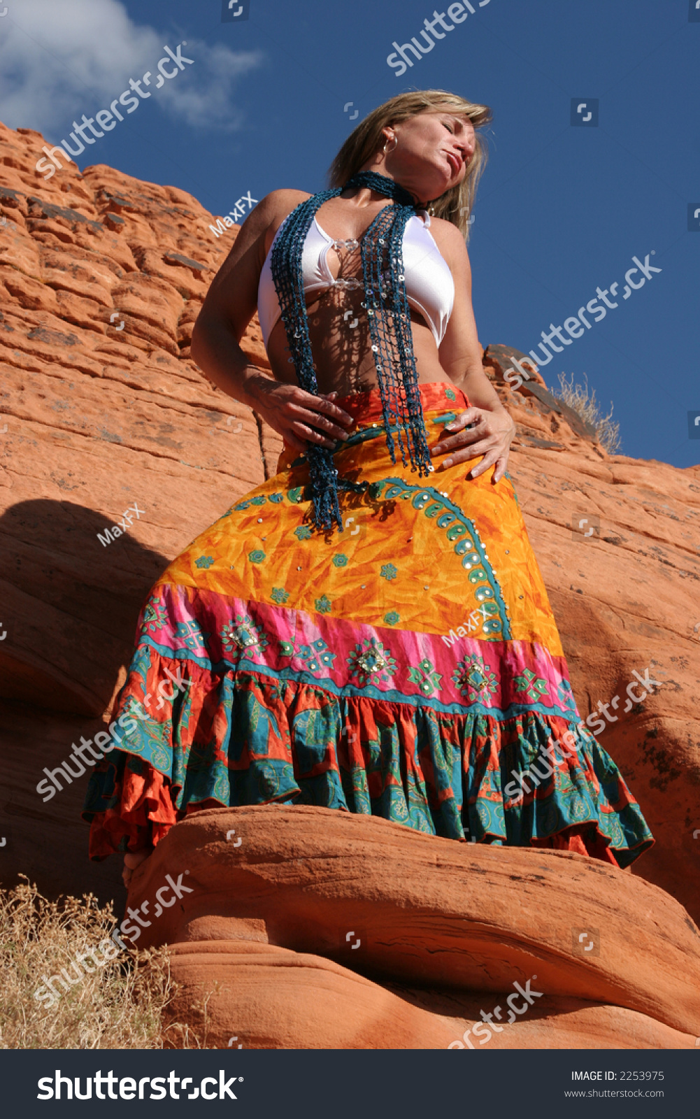Sexy Woman Gypsy Skirt Stock Photo 