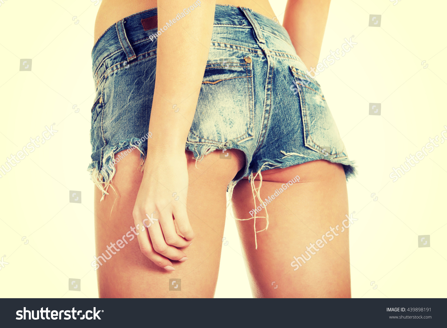 Sexy Woman Jeans Shorts Foto Stok 439898191 Shutterstock