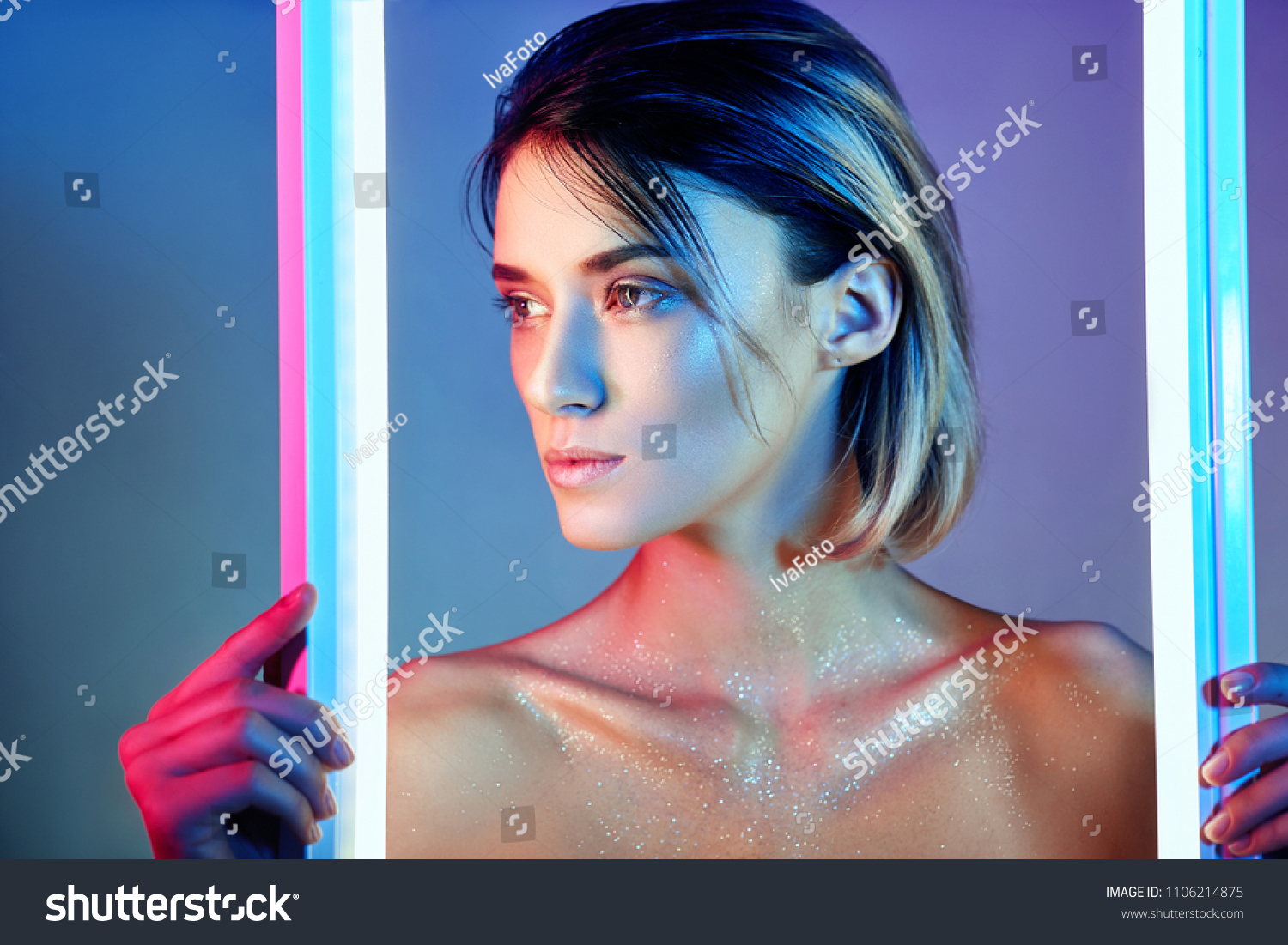 Sexy Woman Neon Light Lingerie Neon Stock Photo 1106214875 | Shutterstock