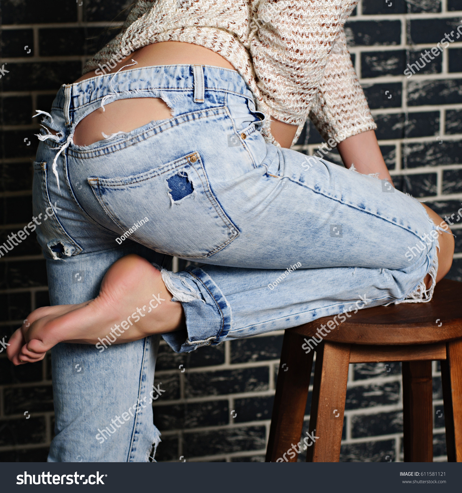 hot girl ripped jeans