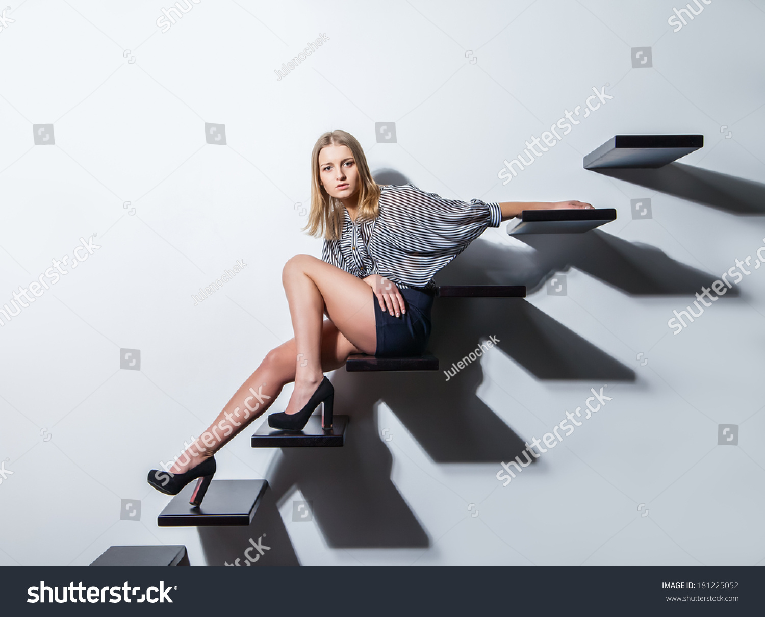 Sexy Woman Lying On Stairs Over Stock Photo Shutterstock