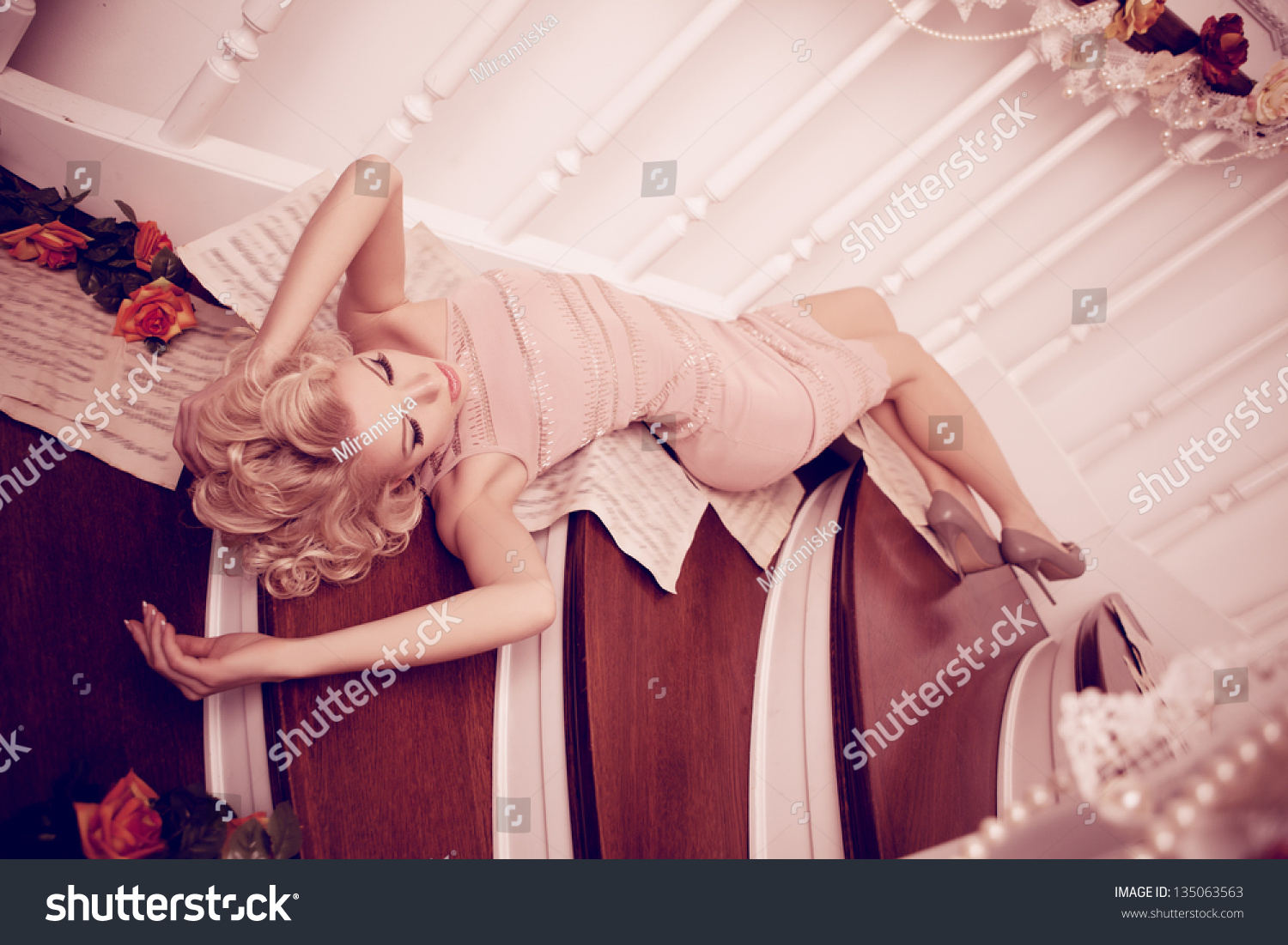 Sexy Woman Lying On Stairs Stock Photo Edit Now