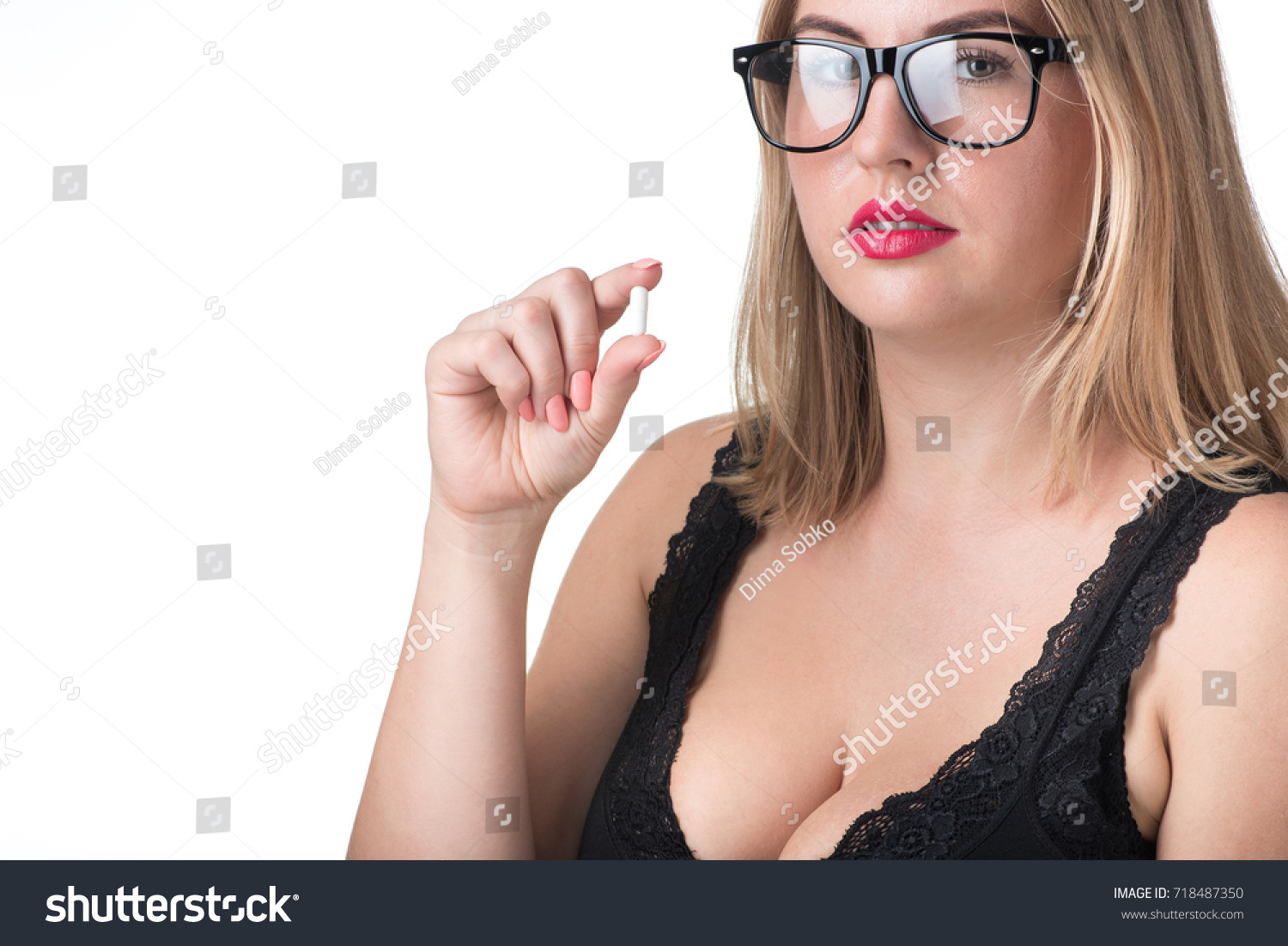 Sexy Woman Big Boobs Holding PillẢnh Có Sẵn718487350 Shutterstock