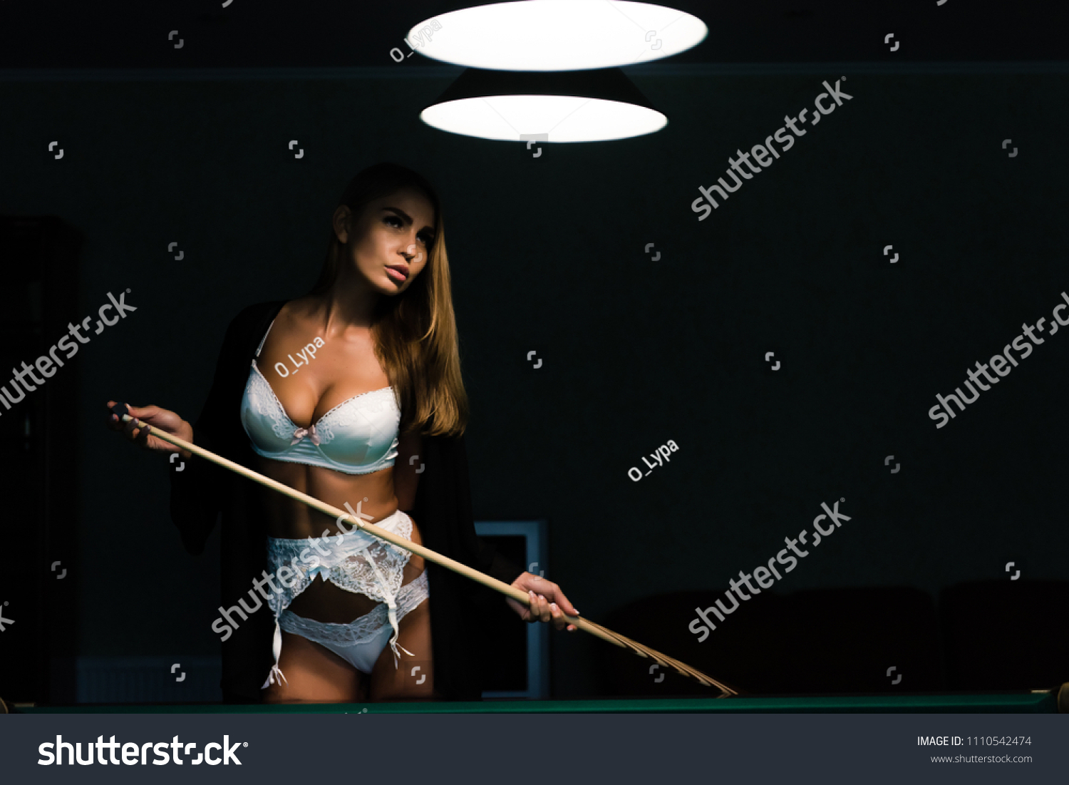 Sexy Woman Billiard Cue Stock Photo Shutterstock