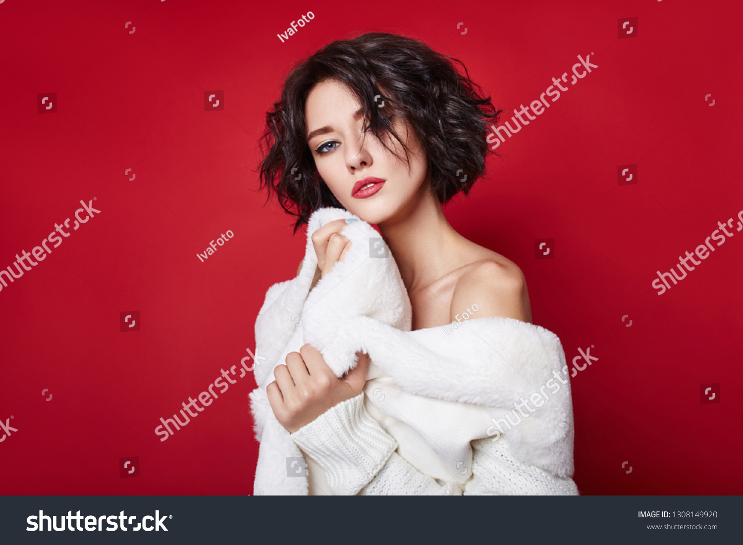 Sexy Woman Short Hair Cut White Stock Photo Edit Now 1308149920