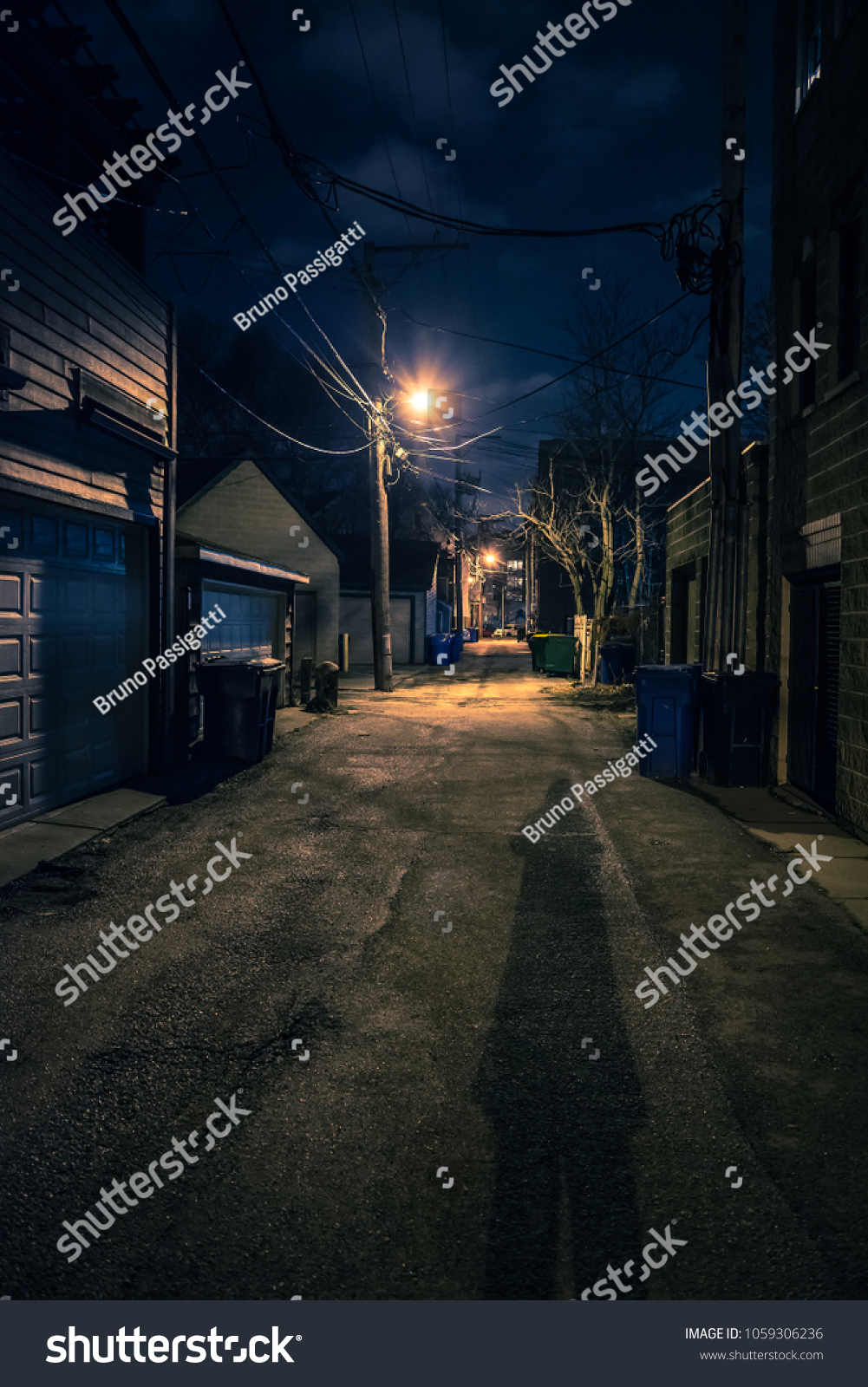 Shadow Person Dark City Alley Night Stock Photo Edit Now