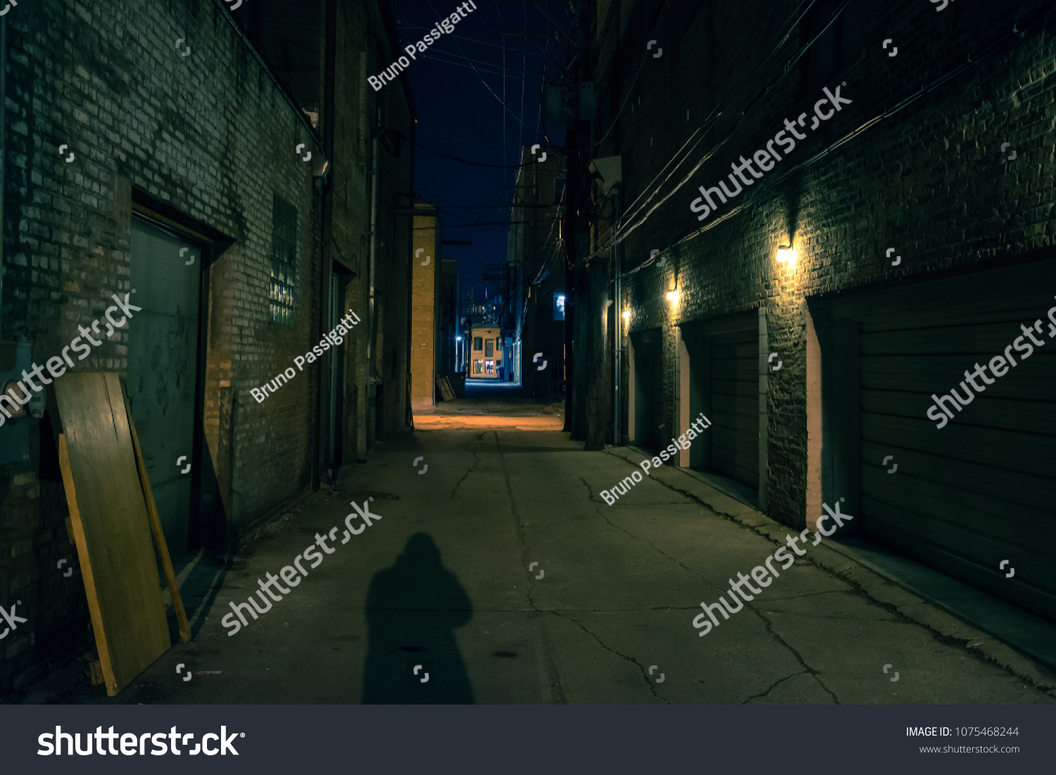 Shadow Person Dark City Alley Night Stock Photo Edit Now