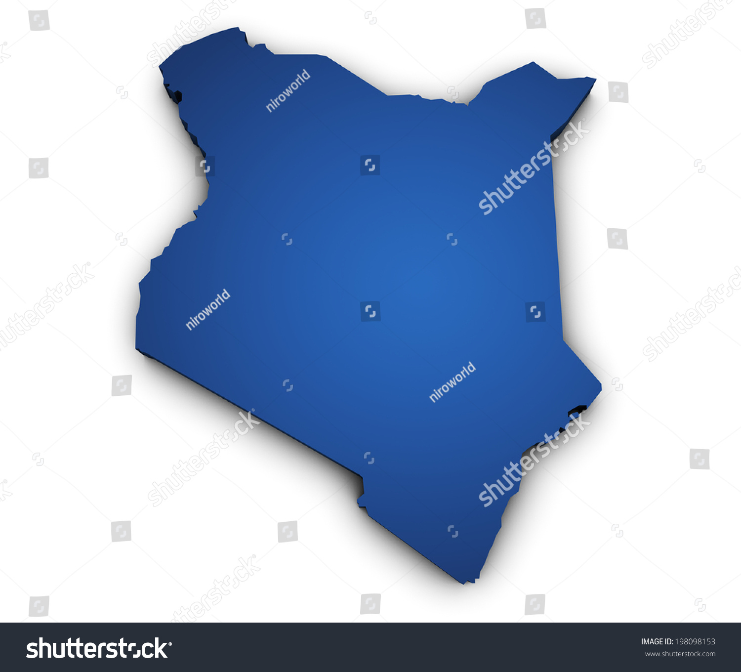 Shape 3d Of Kenya Map Colored In Blue And Isolated On White Background ...