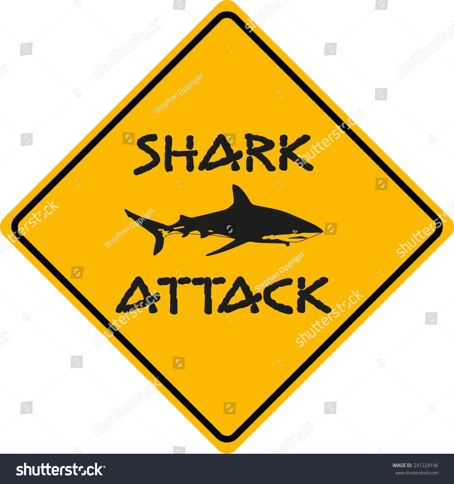Shark Attack Sign Warning Stock Photo 241224196 : Shutterstock