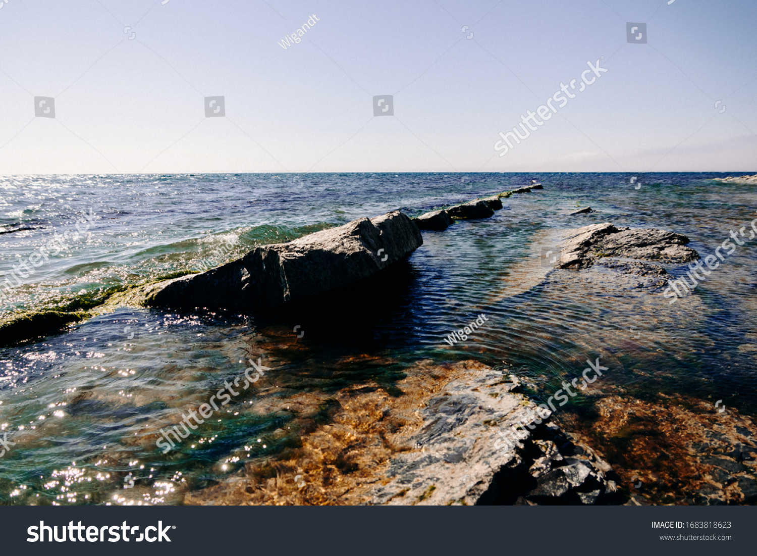 Sharp Coastal Cliffs Protruding Sea Water Stock Photo 1683818623 ...