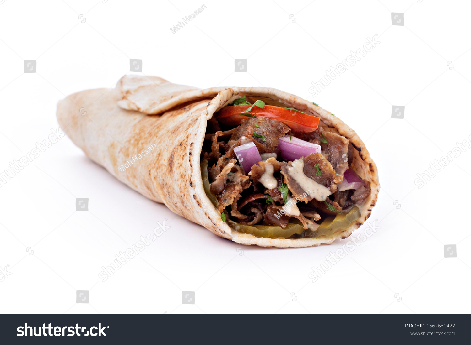 Shawarma Sandwich Fresh Roll Grilled Meat Stock Photo 1662680422 ...