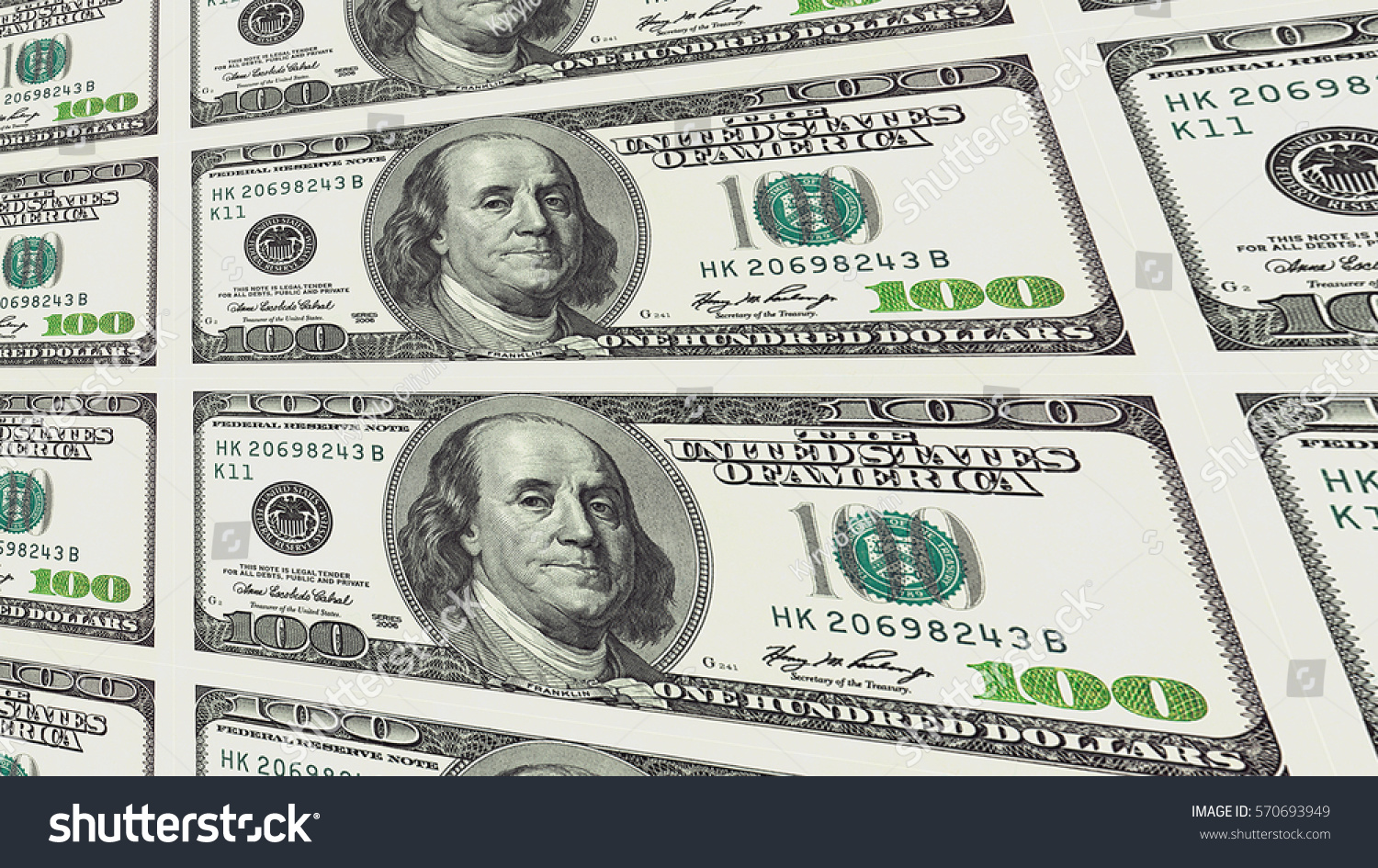 Sheet One Hundred 100 Dollar Bills Stock Photo (Edit Now) 570693949