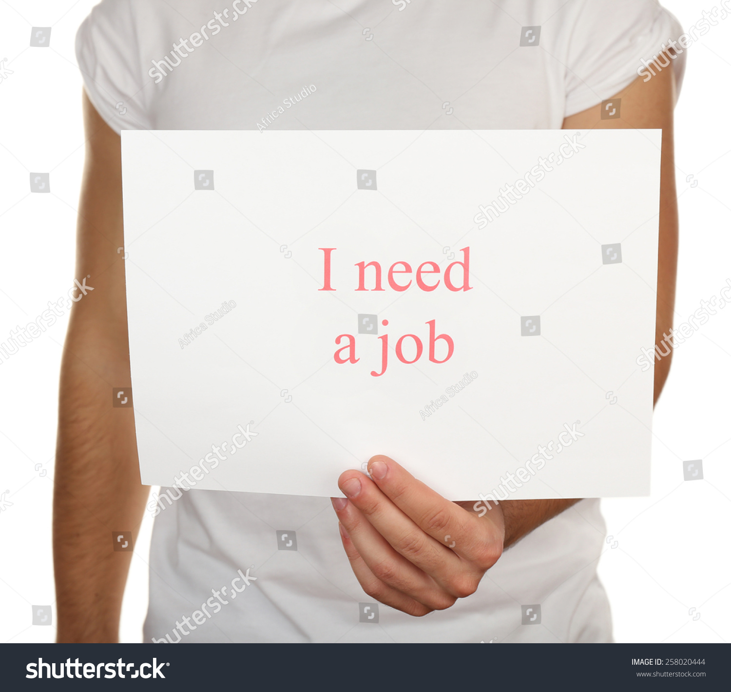 Sheet Paper Inscription Need Job Male Stock Photo