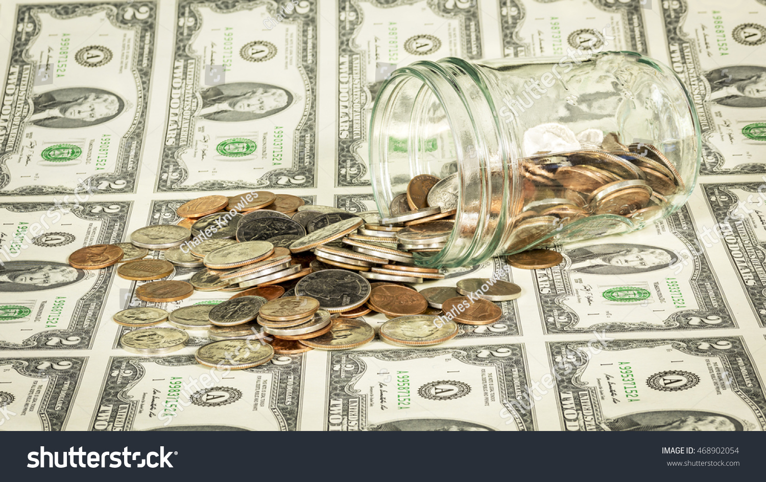 sheet two dollar bills jar coins stock photo 468902054 shutterstock sheet of two dollar bills