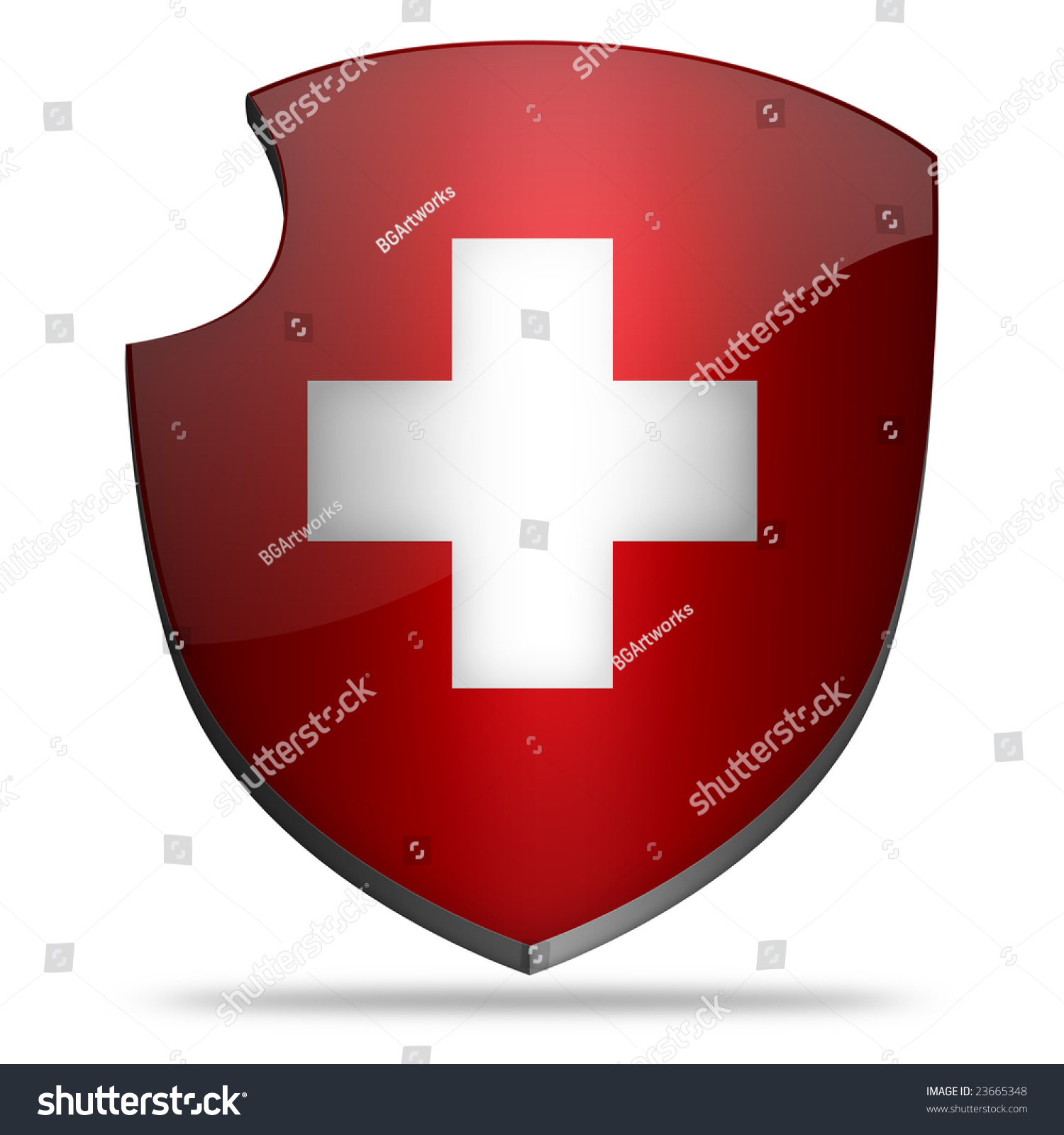 Shield Icon Flag Of Switzerland. Stock Photo 23665348 : Shutterstock