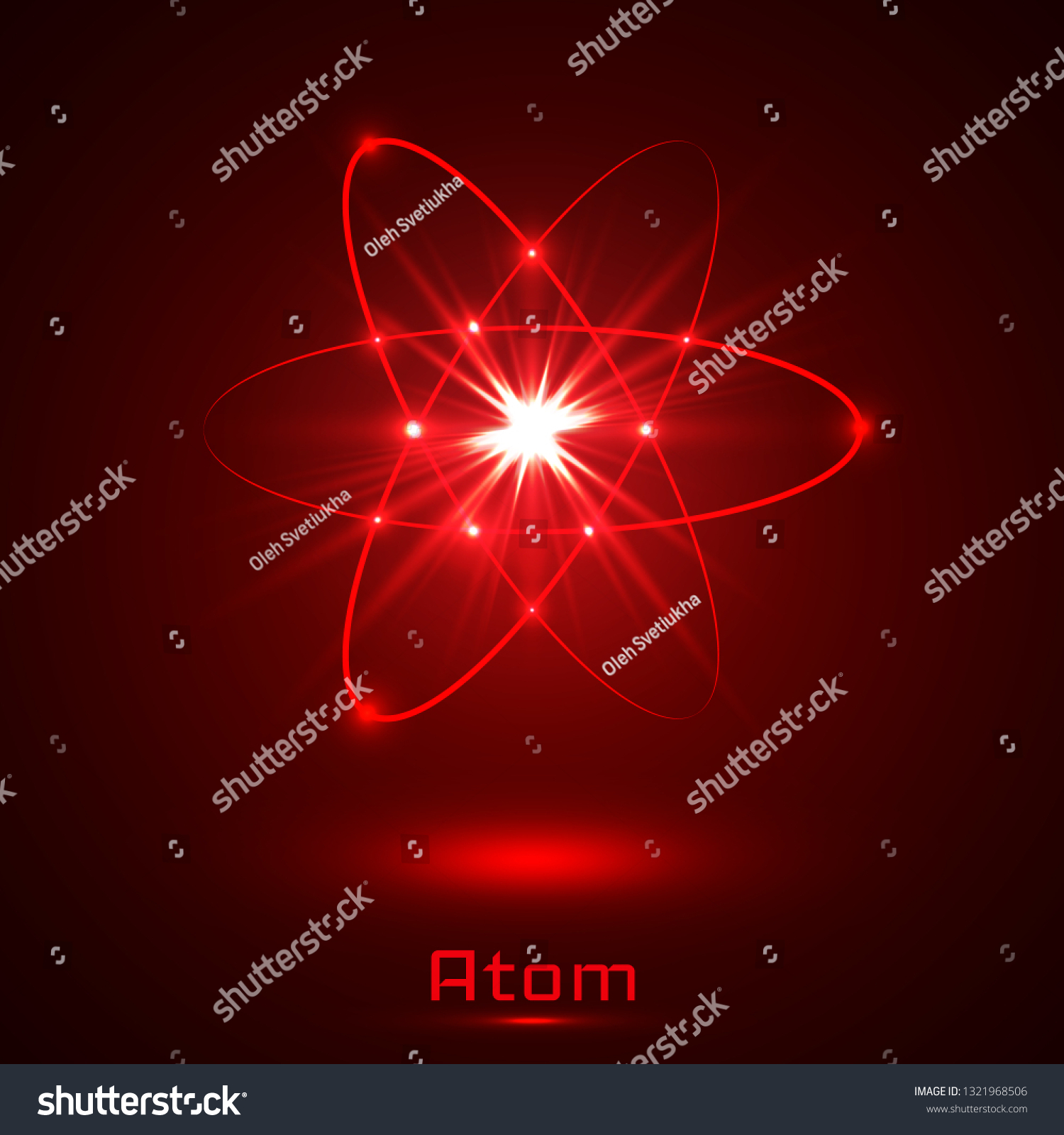 Shining Neon Lights Atom Model Stock Illustration 1321968506 | Shutterstock