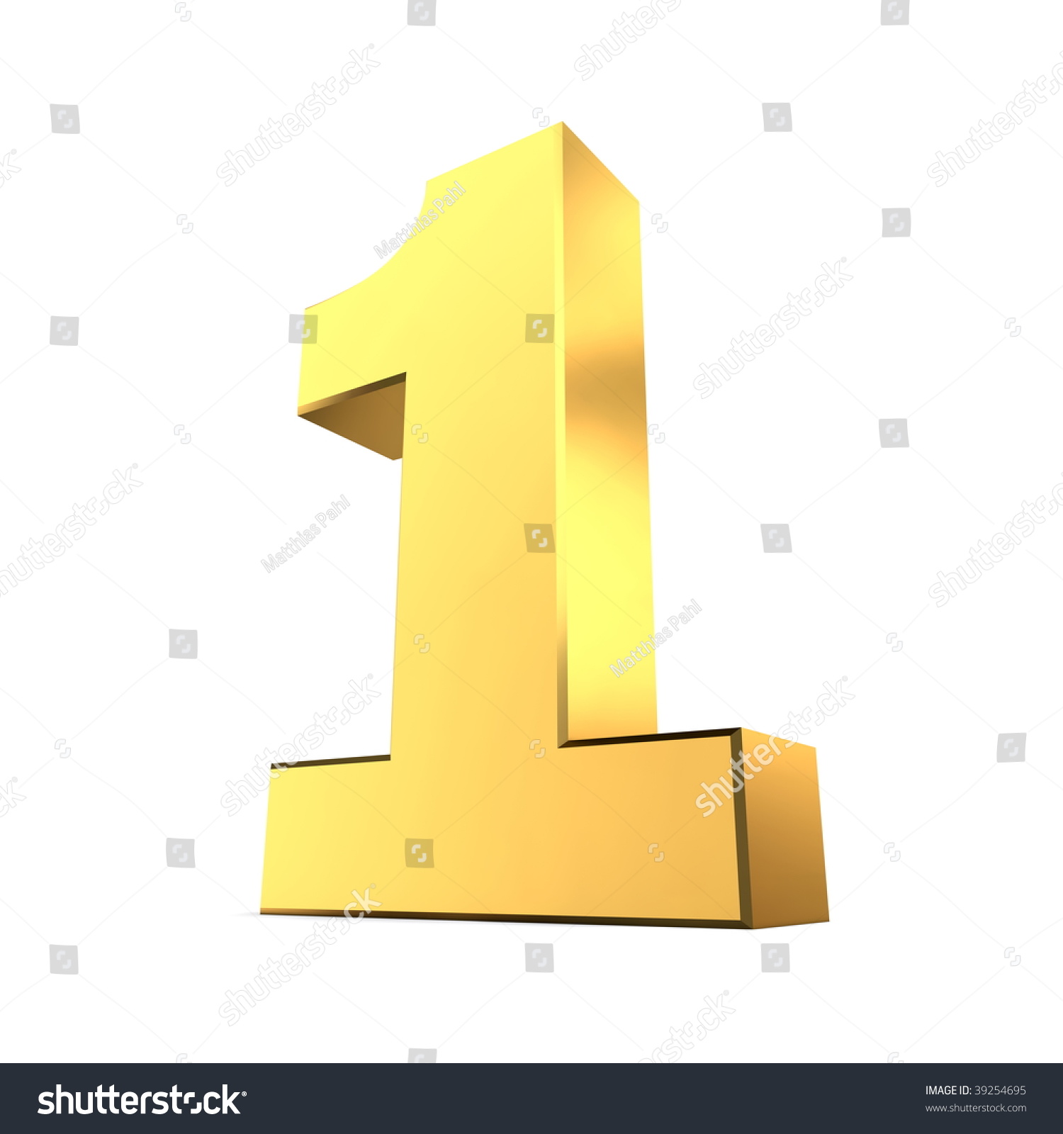 Shiny 3d Number 1 Made Of Gold Stock Photo 39254695 : Shutterstock