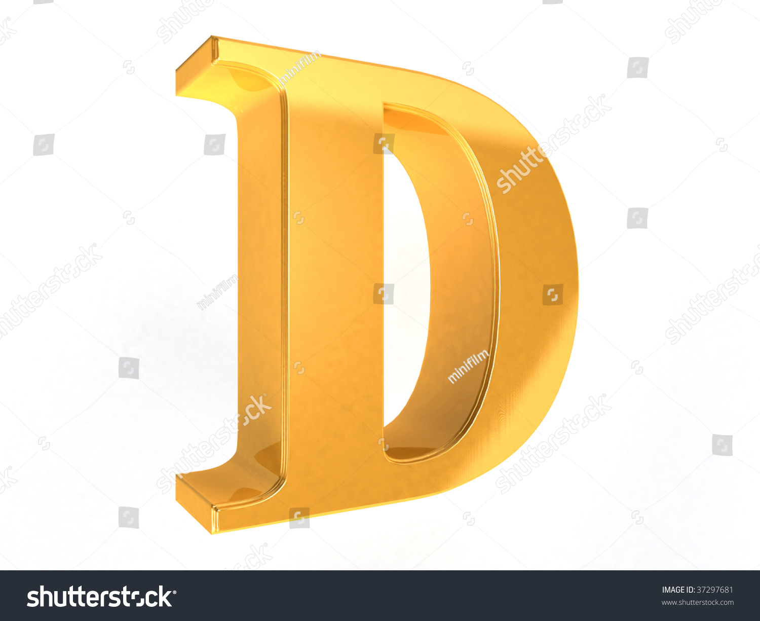 Shiny Gold Letter D On A White Background - 3d Rendering Stock Photo ...