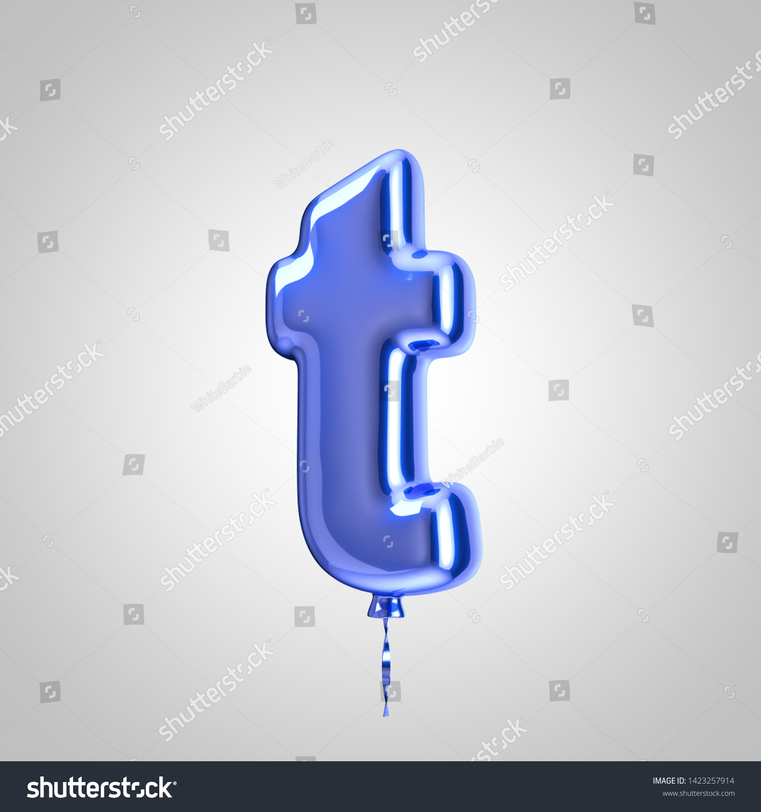 Shiny Metallic Blue Balloon Letter T Stock Illustration