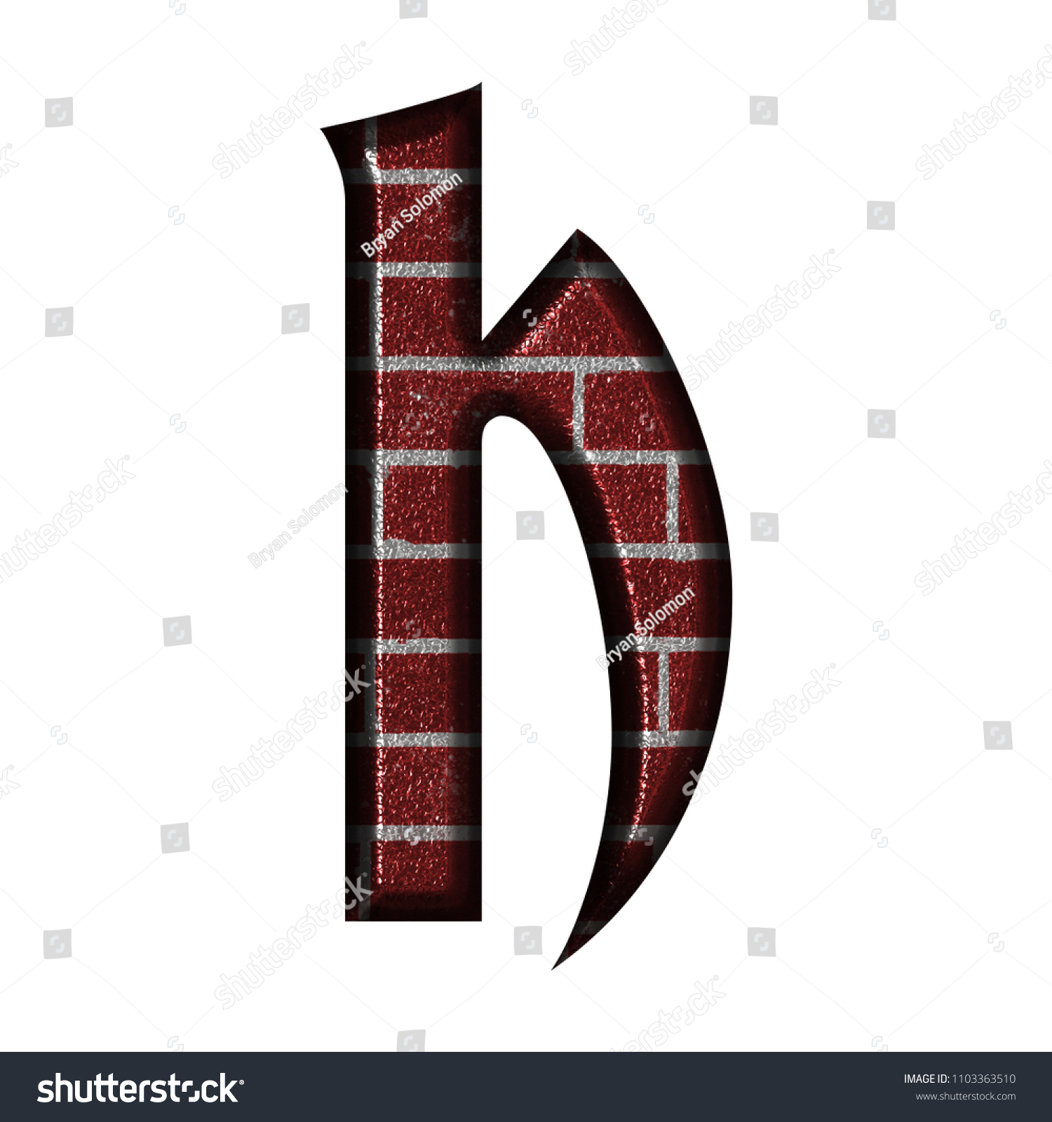 Shiny Metallic Brick Letter H (Lowercase) In A 3D Illustration Shiny Metallic Brick Letter H (Lowercase) In A 3D Illustration